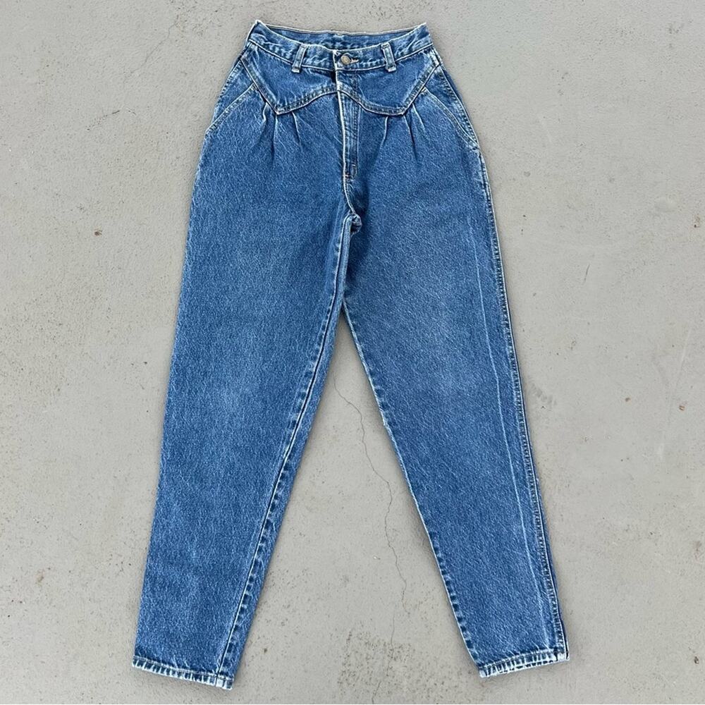 Vintage ZENA made in USA hi rise taper leg pleated V yoke bareback jeans cowgirl